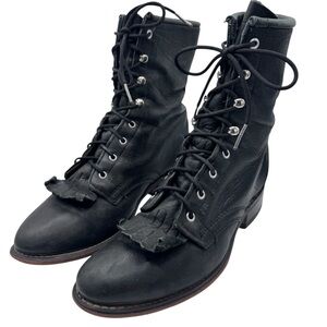 Laredo Women’s Black Leather Western Lace Up Boots - Size 6.5
